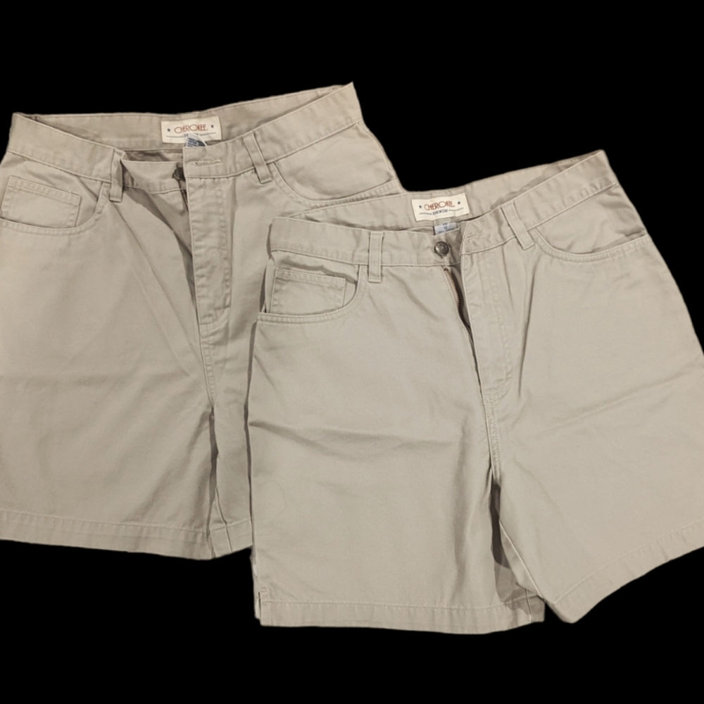 TWO PAIRS Cherokee Denim Khaki Shorts Women's 12